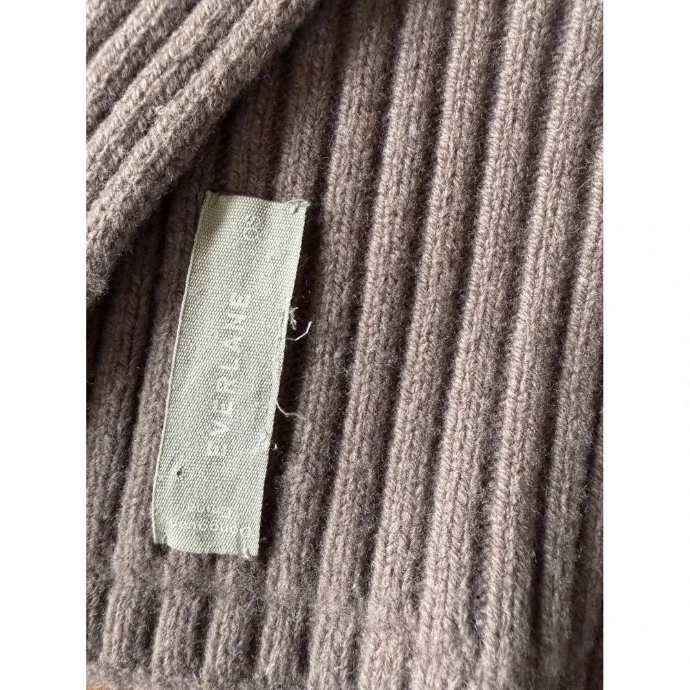 Everlane‎ Waffle Knit Scarf Taupe Grey Brown Ribbed Trim One Size OS Accessory